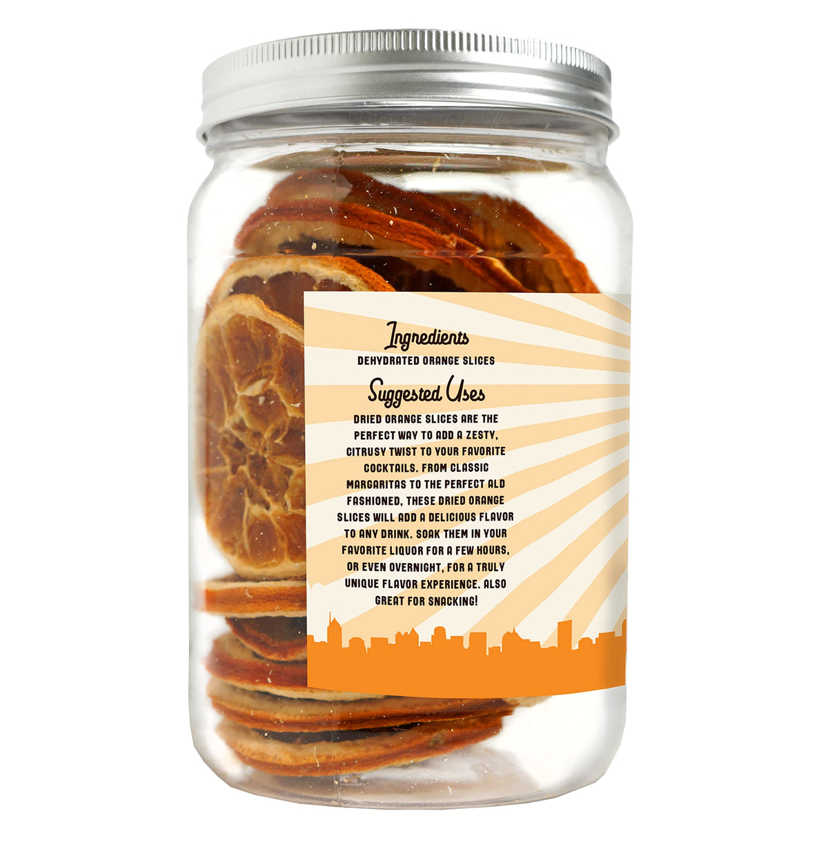 Barrel Roll dehydrated orange slices showcasing USA-grown fruit for bright citrus flavors.