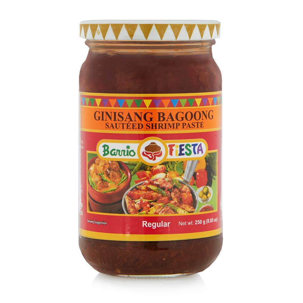 Barrio Fiesta ginisang bagoong jar front view; rich umami base for Filipino cooking.