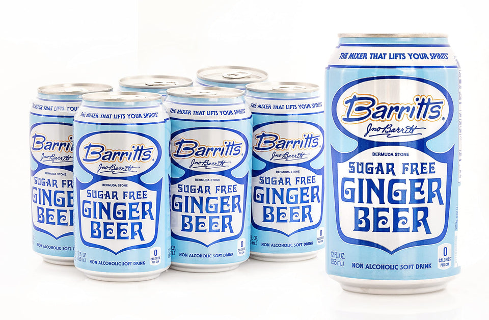Barritt's Sugar Free Ginger Beer can, zero sugar with bold ginger flavor for any mixer.