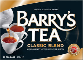 Barry's Tea Classic Blend tea bags close-up, showcasing quality leaves and inviting aroma.