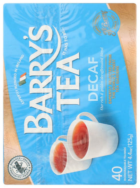 A steaming Barrys Tea Decaf cup with inviting aroma.