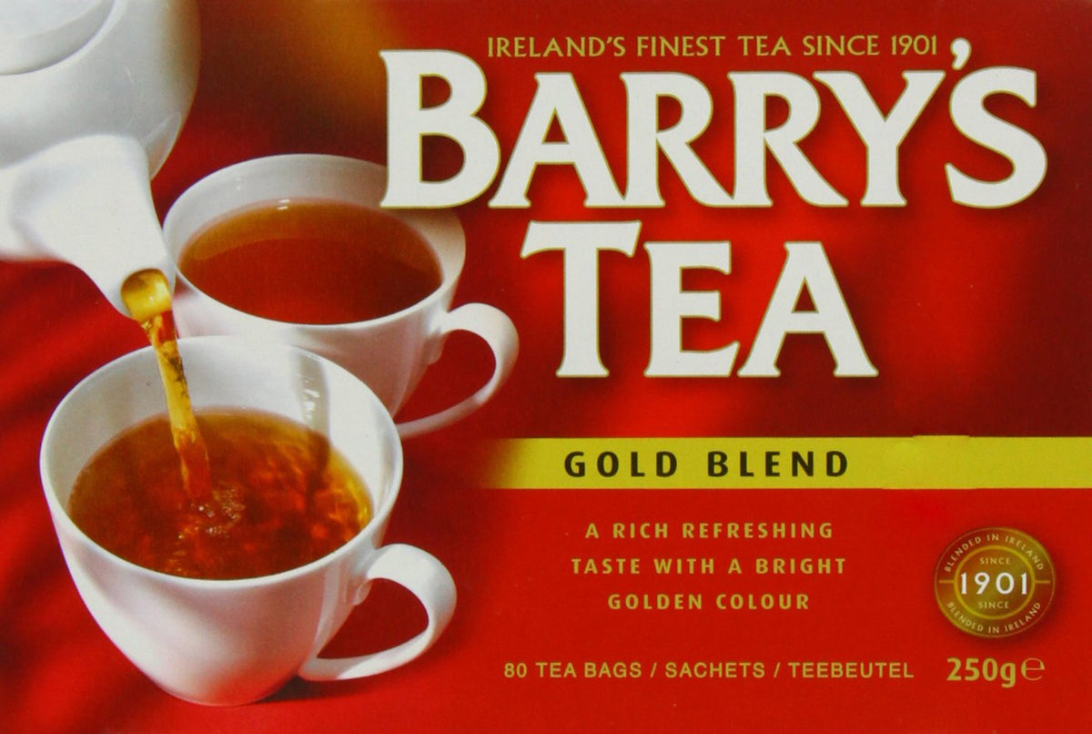 Barry's Tea Gold Blended Tea Bags Red Label pack for daily comforting tea ritual.