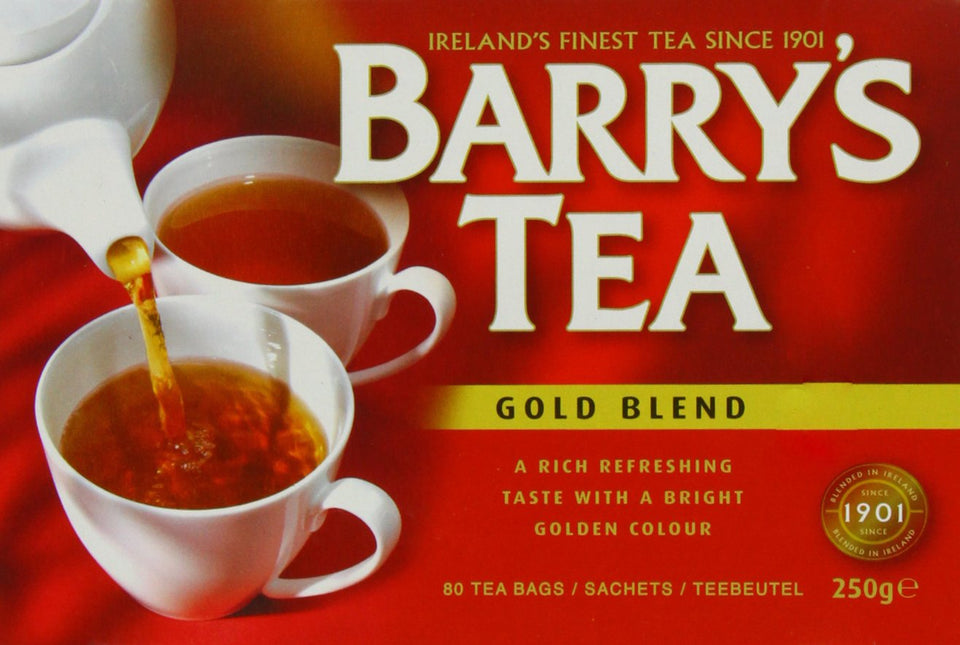 Barry's Tea Gold Blended Tea Bags Red Label pack for daily comforting tea ritual.