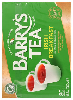 Barry's Irish Breakfast brewed cup with milk for a rich morning lift.