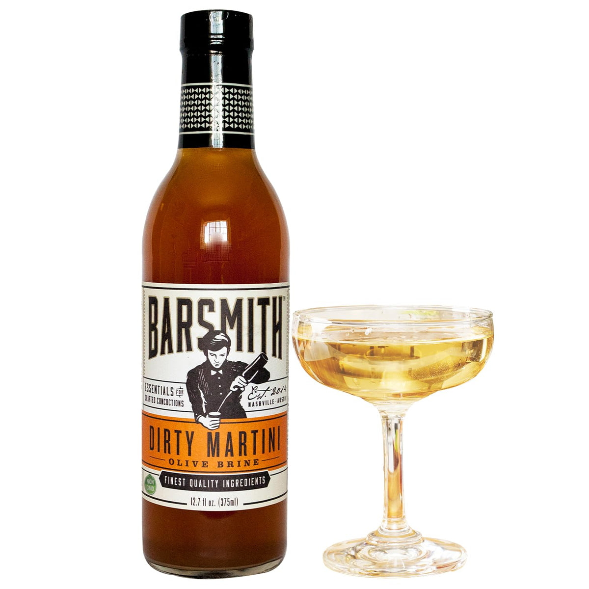 Barsmith Dirty Martini Mix bottle pour for authentic home cocktails