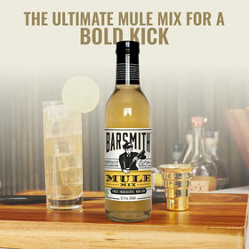 Barsmith Moscow Mule Honey-Ginger Mix bottle on ice with citrus.