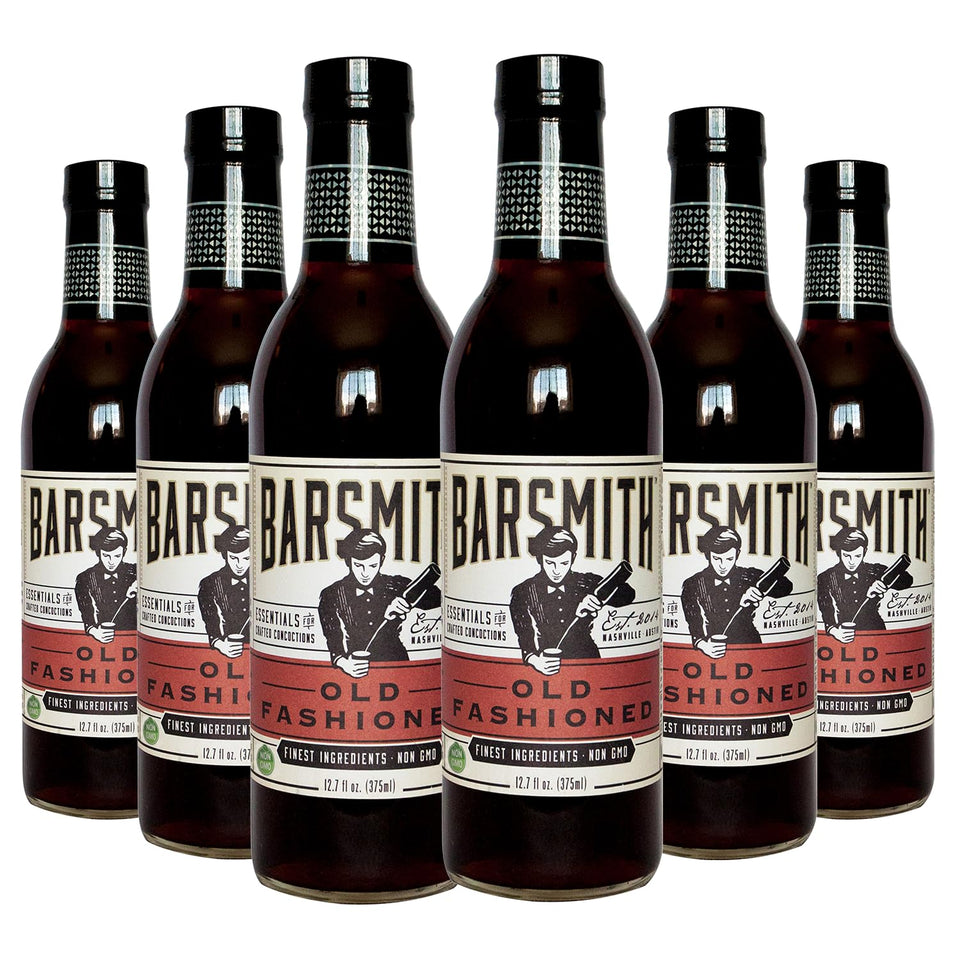 Barsmith Old Fashioned Mix bottle closeup highlighting premium ingredients for whiskey cocktails