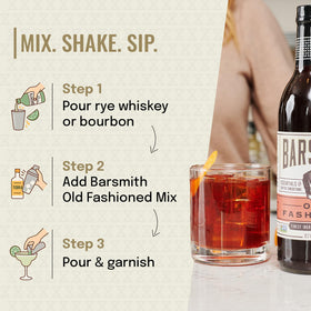 Pack of six Barsmith Old Fashioned Mix bottles for convenient home bar setups