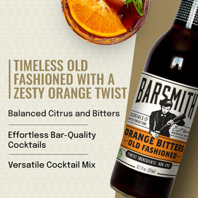 Barsmith Orange Bitters Old Fashioned Mix cocktail-glass ready for a bar-quality drink