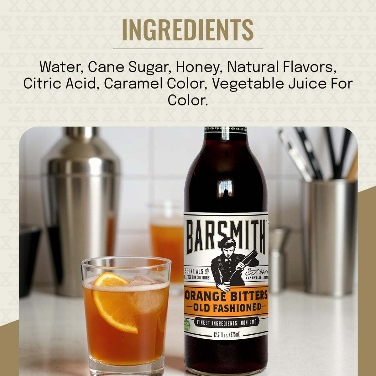 Barsmith Orange Bitters Old Fashioned Mix home-bar setup simplifies entertaining with premium flavor