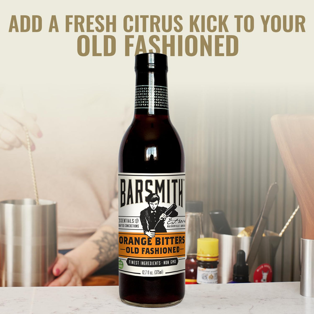 Barsmith Orange Bitters Old Fashioned Mix orange zest and spices highlight citrus aroma
