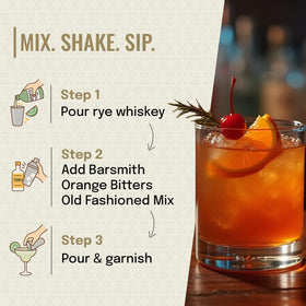 Barsmith Orange Bitters Old Fashioned Mix whiskey and ice pairing for a refined, smooth cocktail