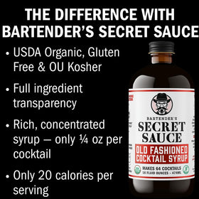Bartender's Secret Sauce is OU Kosher certified for inclusive home use.