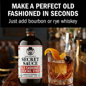 Bartender's Secret Sauce Organic ingredients highlight a clean, premium cocktail base.