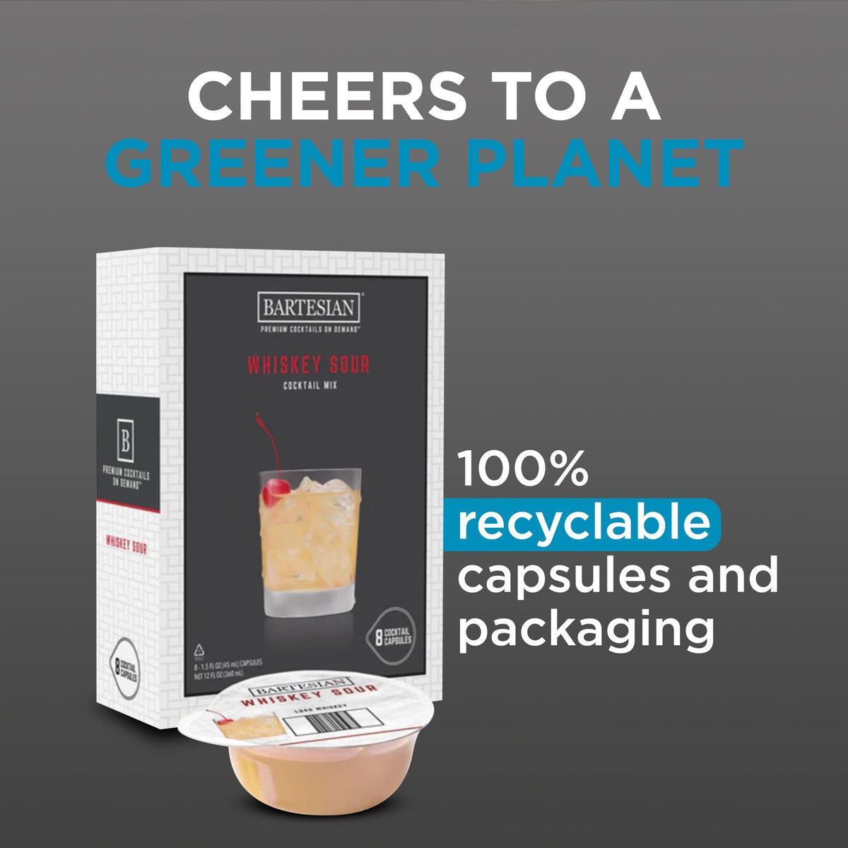 Bartesian 16-pack freshness-dated capsules deliver vibrant flavors with real juice concentrates.