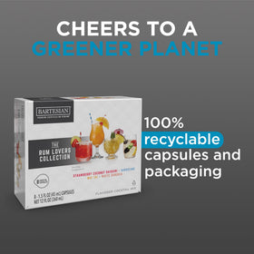 Bartesian capsules closeup highlighting real juice concentrates and clear flavors