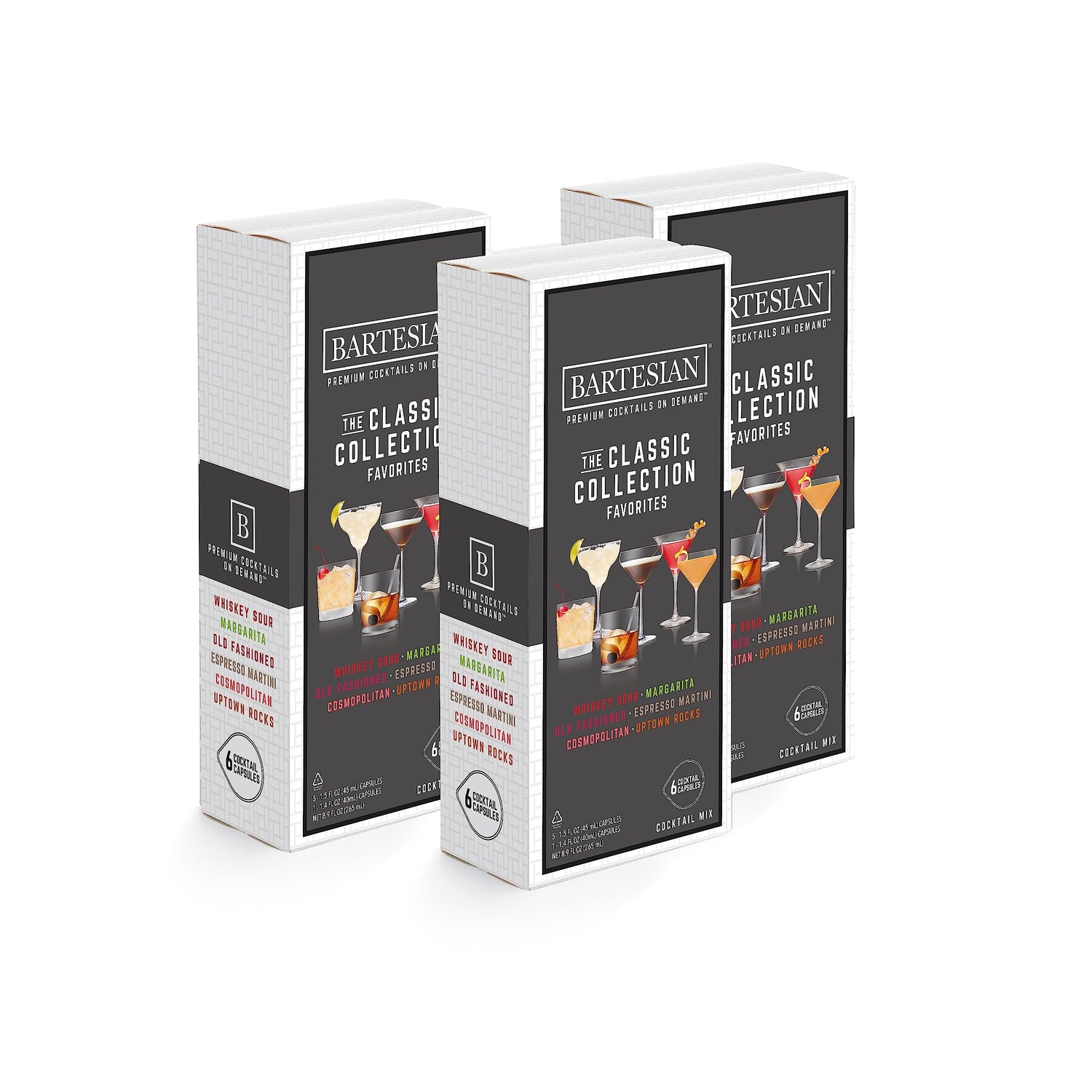 Bartesian Classic Collection cocktail capsules for quick, consistent home cocktails with your preferred spirits