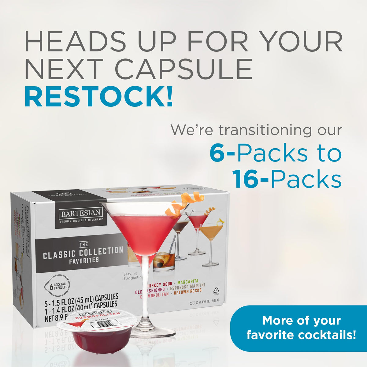 Bartesian Classic Old-Fashioned capsule for consistent premium flavors