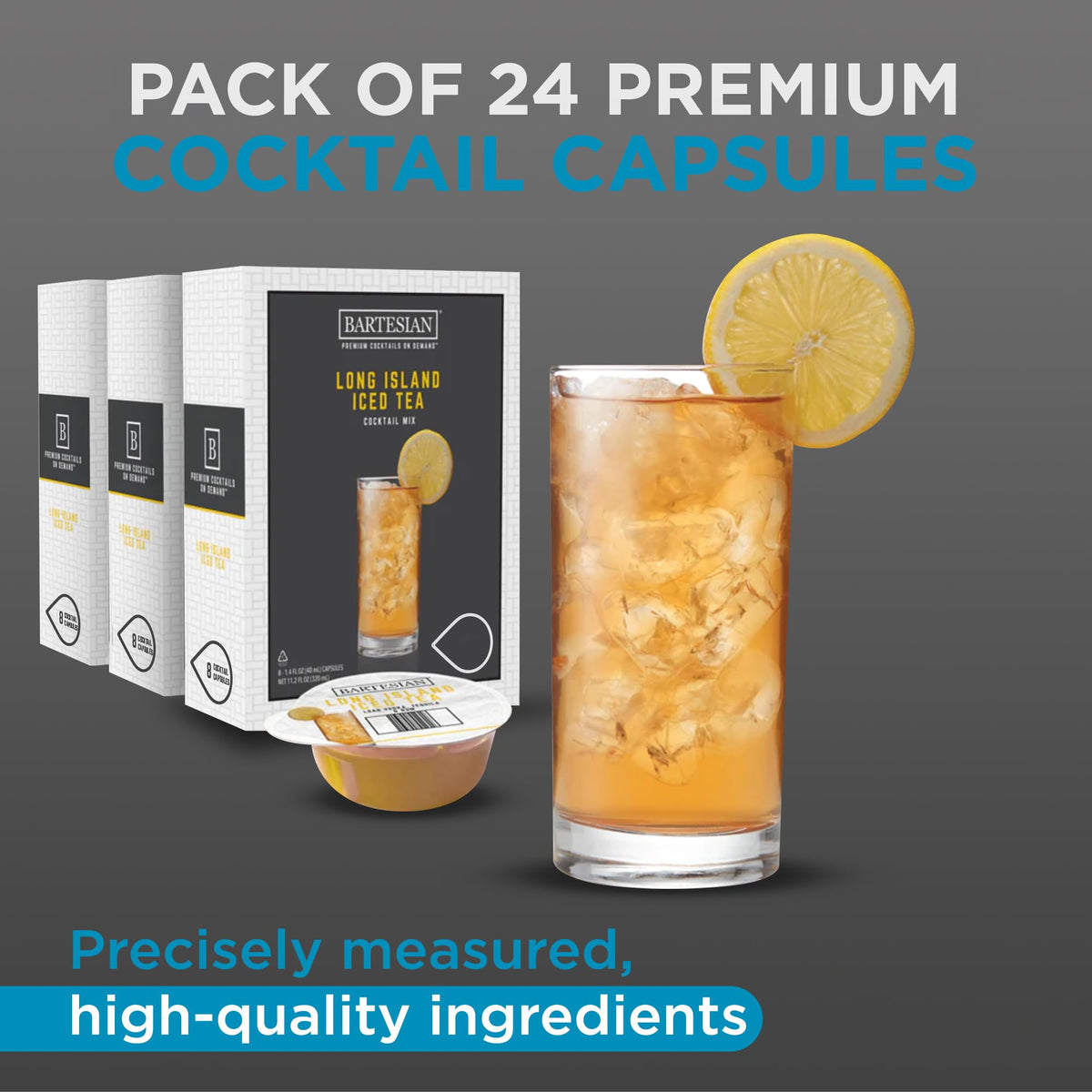 Bartesian freshness-dated capsules with real juice concentrates and bitters