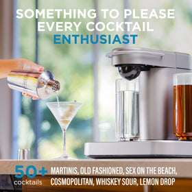 Bartesian home bar setup with sleek machine and capsule pods