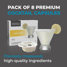 Lemon Drop capsules in the Bartesian mixer for fast, mess-free cocktails.