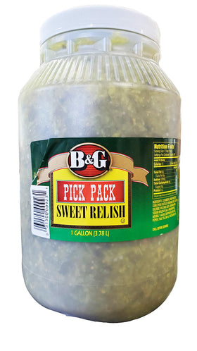 Barton & Guestier B&G Sweet Relish 1gal jar enhances sandwiches and salads.