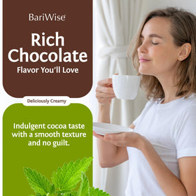 BariWise hot cocoa pour shows creamy texture with low net carbs.