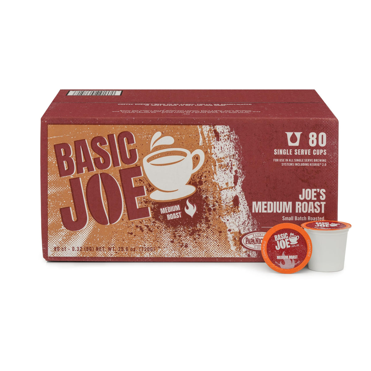 Basic Joe Medium Roast pods in a box for easy daily brewing.