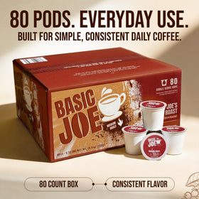 Basic Joe pod in mug delivering a smooth, balanced cup.