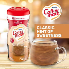 Basicos Coffee Mate Original being poured into a mug for smooth coffee