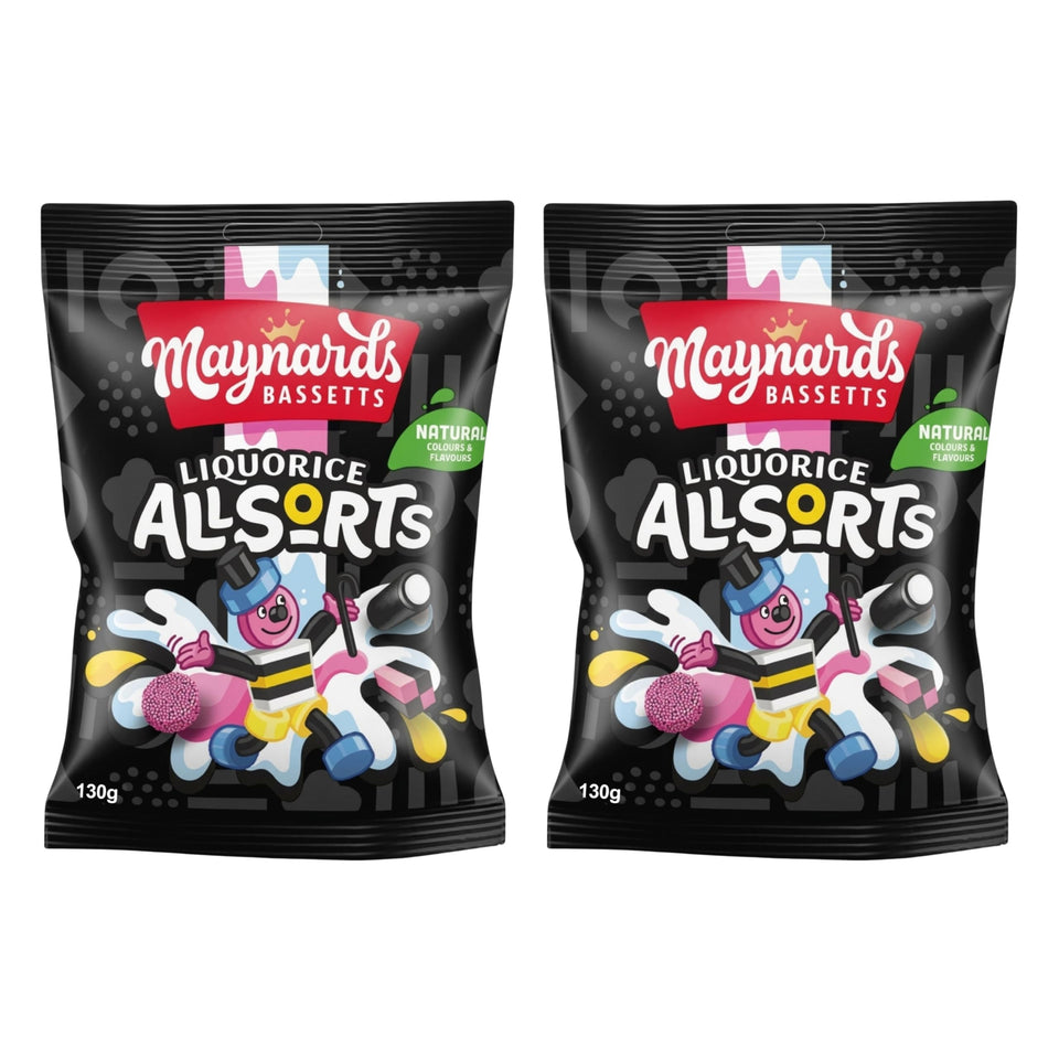 Bassett's Allsorts liquorice sweets 130g pack front view for sharing