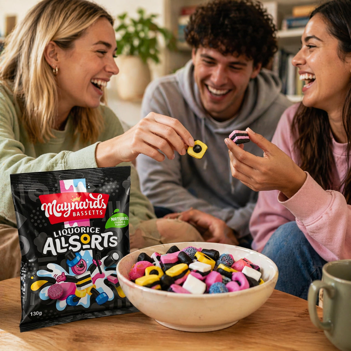 Close-up shows chewy centers and crisp sugar shells of Allsorts.