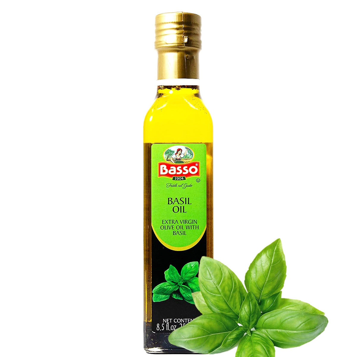 BASSO 1904 basil olive oil bottle for dipping enhances aroma and flavor.