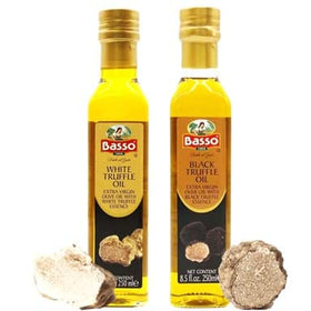 BASSO 1904 truffle oil bottles front show premium finishing oil for gourmet dishes