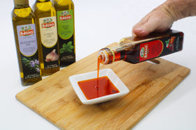BASSO 1904 dipping and tasting setup with fresh bread.