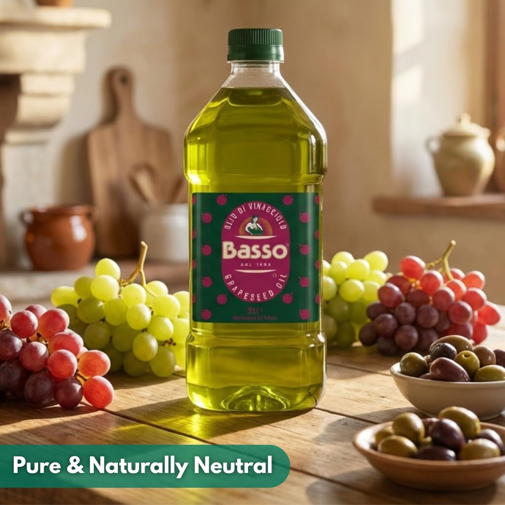 BASSO 1904 grapeseed oil for sautéing and light cooking without overpowering taste.