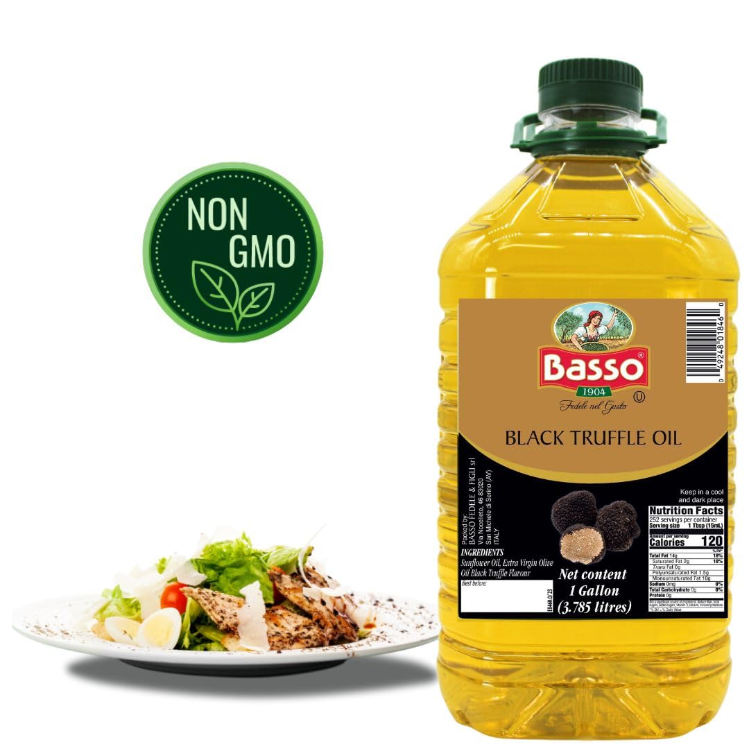 Basso 1904 bulk truffle oil bottle ideal for professional kitchens