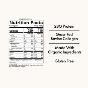 Batch Foods made in USA seal with collagen nutrition details