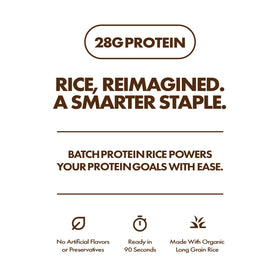 Batch Foods protein rice in microwave cup, ready in 90 seconds for a quick meal