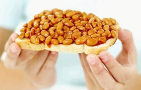 Batchelors baked beans heated over toast, ready for a quick meal