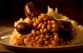 Batchelors baked beans from Ireland with no artificial colors or preservatives