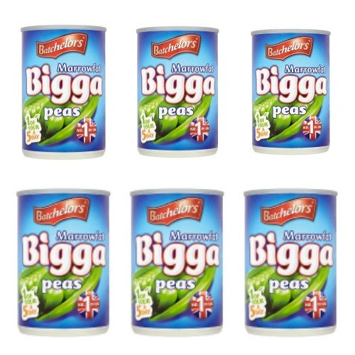 Batchelors Marrowfat Bigga Peas 6-tin bundle for quick, hearty sides.