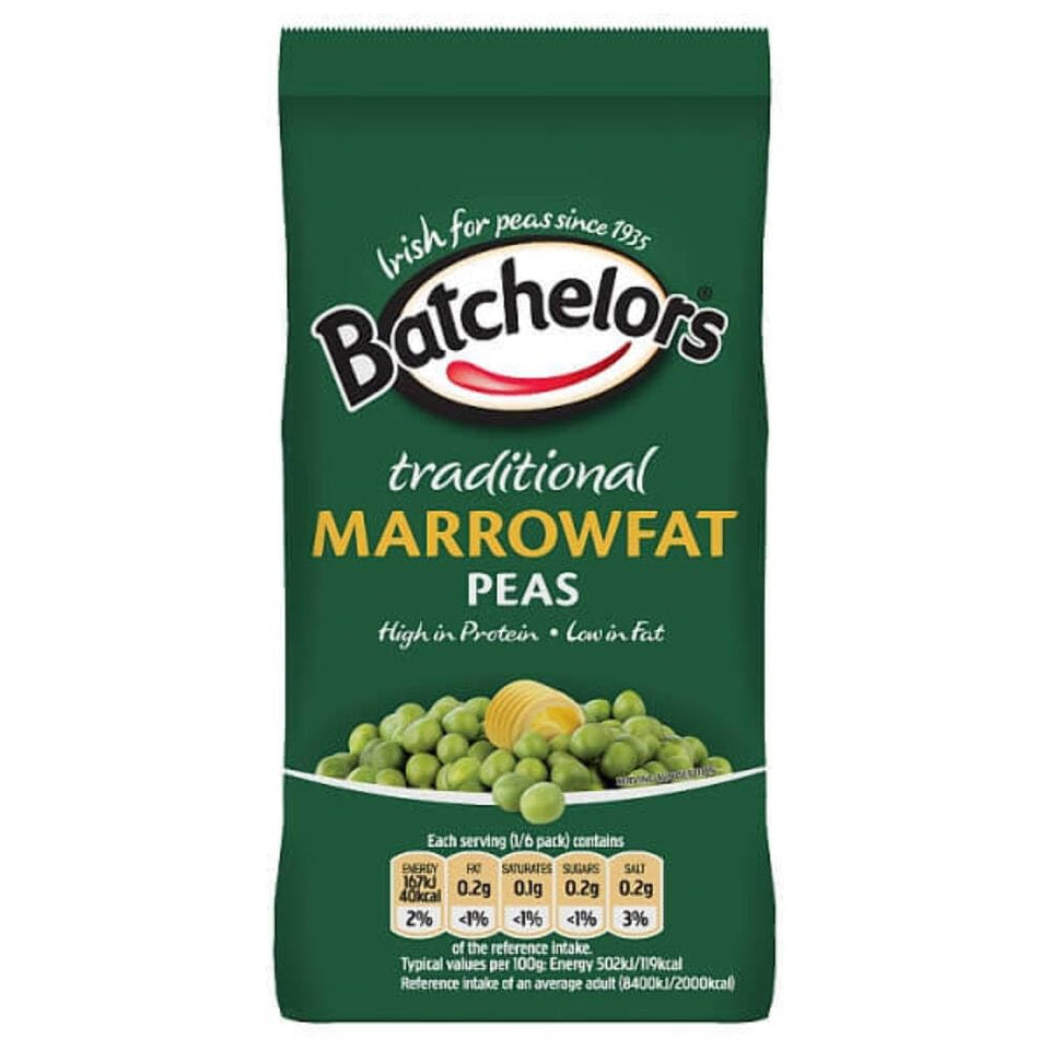 Batchelors traditional marrowfat peas 200g pack — rich protein, low fat, versatile side dish.