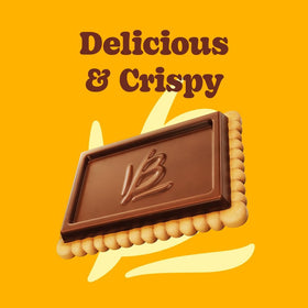 Bauducco Choco Biscuit close-up of crispy chocolate coating for a satisfying snack