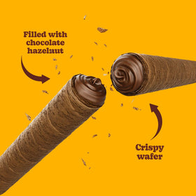 Bauducco wafer rolls coffee pairing image suggests a delightful snack with coffee.