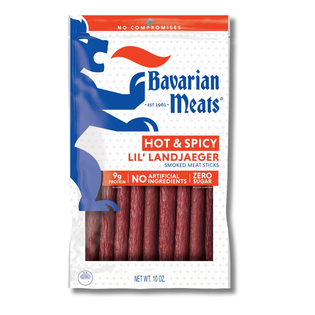 Bavarian Meats Hot & Spicy Lil' Landjaeger pack for on-the-go protein.