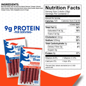 Bavarian Meats Landjaeger snack-stick smoke-dried-cured texture for bold taste.