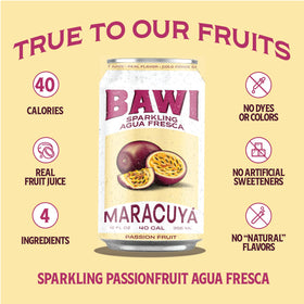 Bawi Agua Fresca Passion Fruit bottle shown in use for on the go refreshment