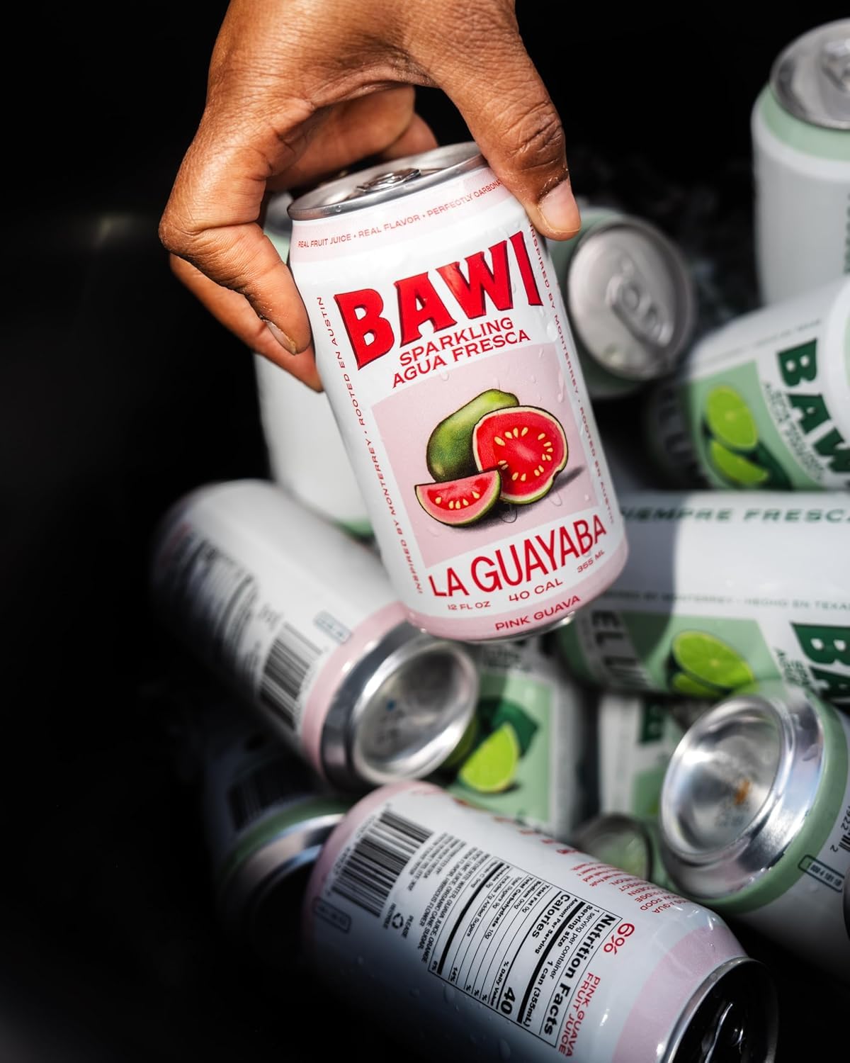 Four-pack of Bawi Guava Sparkling displayed for sharing and on-the-go use.