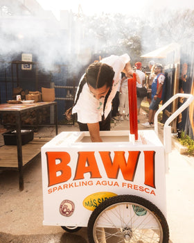 Close-up of bubbles in Bawi Guava Sparkling emphasizing full-bodied flavor.